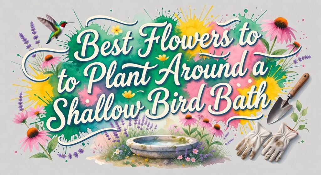 plant flowers around bird bath