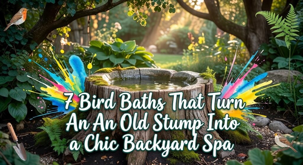 stump bird bath ideas